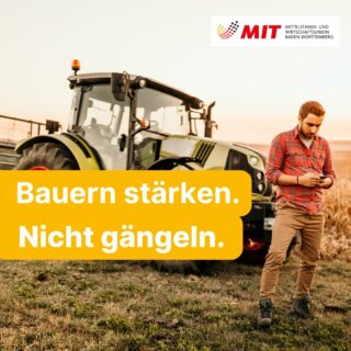 🌾 Unsere Landwirtschaft braucht Verlässlichkeit – keine grünen Experimente.

Familienbetriebe sichern regionale Qualität, Kulturlandschaft und Ernährungssicherheit in Baden-Württemberg. Doch genau diese Betriebe werden seit Jahren mit neuen Auflagen, Verboten und Bürokratie überzogen.

📌 Besonders bitter: Der grüne Spitzenkandidat war Bundeslandwirtschaftsminister – und geliefert wurden vor allem mehr Vorschriften, mehr Unsicherheit und weniger Praxisnähe.

Wir sagen klar: ✔️ Familienbetriebe entlasten statt gängeln ✔️ Regionale Wertschöpfung stärken ✔️ Weinbau, Obstbau & Milchwirtschaft sichern ✔️ Tierwohl praxistauglich, nicht ideologisch umsetzen
❌ Landwirtschaft funktioniert nicht vom Ministerium aus. ❌ Wer Höfe erhalten will, darf sie nicht erdrücken.

👉 Darum: Am Wahltag CDU wählen. 
Für unsere Bauern. Für regionale Qualität. Für Baden-Württemberg.
#MITBW #Landwirtschaft #Familienbetriebe #LandtagswahlBW #CDU VerlässlichkeitStattIdeologie