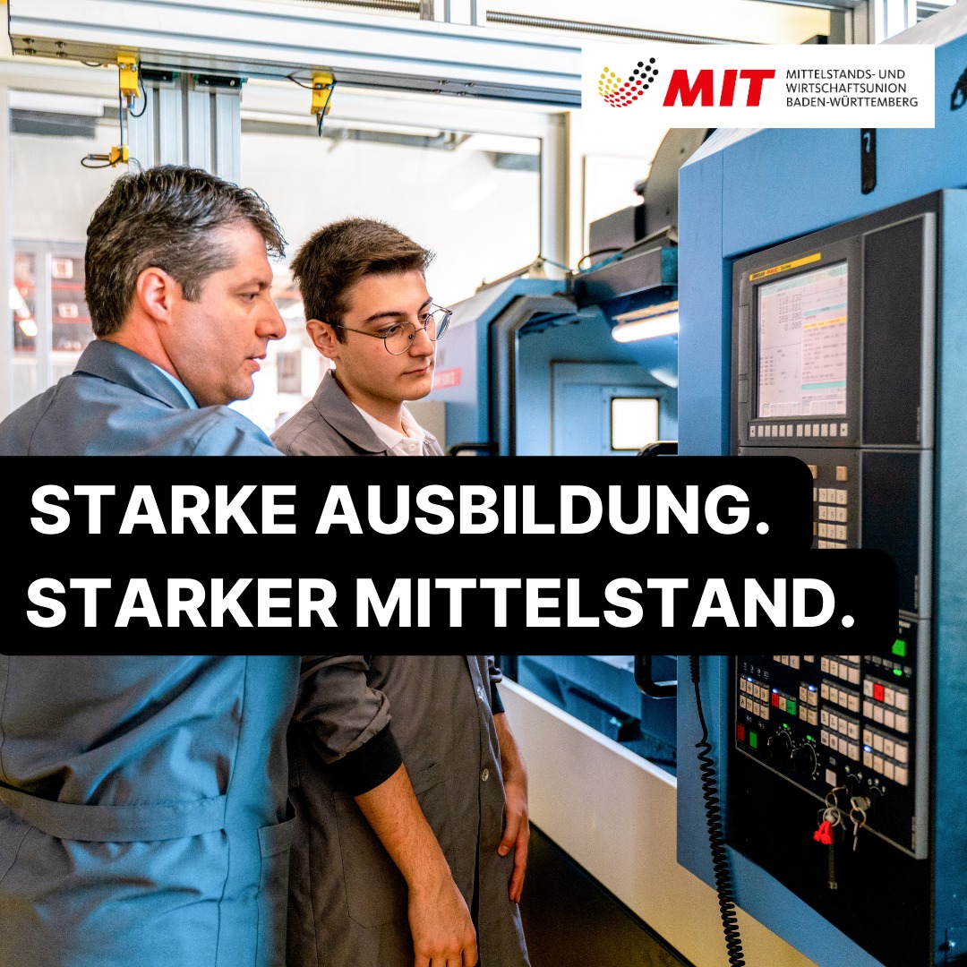 Ohne Fachkräfte keine Zukunft.�
Baden-Württemberg braucht eine echte Ausbildungsoffensive. 🚀

Unsere Unternehmen suchen händeringend qualifizierte Mitarbeiterinnen und Mitarbeiter. Wer Wohlstand sichern will, muss Ausbildung und Qualifizierung endlich zur Priorität machen.

Unsere Forderungen:
🔧 Berufsschulen modern und leistungsfähig aufstellen
Digitale Ausstattung, moderne Werkstätten und praxisnahe Lehrpläne – Zukunft entsteht im Klassenzimmer.

🎓 Meister und duale Ausbildung stärken
Der Meisterbrief ist kein Relikt – er ist ein Erfolgsmodell. Die duale Ausbildung bleibt das Fundament unseres Mittelstands.

📚 Weiterbildung und Qualifizierung ausbauen
Lebenslanges Lernen muss einfacher, flexibler und unbürokratischer werden.

🔬 Junge Menschen für MINT begeistern
Technik, IT, Handwerk – wir brauchen gezielte Programme, um Talente früh zu fördern.

👉 Wer Fachkräfte sichern will, muss jetzt handeln.
👉 Wer Zukunft will, muss Ausbildung stärken.