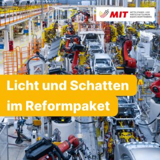 Licht und Schatten im Reformpaket der Bundesregierung.

Ja, es gibt richtige Ansätze: Weniger Bürokratie, schnellere Genehmigungen und eine Entlastung kleiner und mittlerer Unternehmen bei der EU-Lieferkettenrichtlinie sind Schritte in die richtige Richtung.

Doch was nützen diese Fortschritte, wenn Familienunternehmen und Leistungsträger gleichzeitig durch höhere Steuern und mehr staatliche Eingriffe belastet werden?

Gerade in Baden-Württemberg sind viele Betriebe als Personenunternehmen organisiert. Wer ihnen Liquidität entzieht, nimmt ihnen die Möglichkeit, in Innovationen, Arbeitsplätze und Wachstum zu investieren.

Der Mittelstand braucht keine Politik nach dem Motto „zwei Schritte vor, einen zurück“. Er braucht verlässliche Rahmenbedingungen, weniger Bürokratie, niedrigere Belastungen und mehr Vertrauen in unternehmerische Freiheit.

Unser Fazit: Gute Ansätze dürfen nicht durch falsche steuer- und ordnungspolitische Entscheidungen zunichtegemacht werden.

👉 Die vollständige Pressemitteilung finden Sie auf unserer Website mit-bw.de

#MITBW #Mittelstand #Wirtschaft #Familienunternehmen #Bürokratieabbau #Steuern #BadenWürttemberg