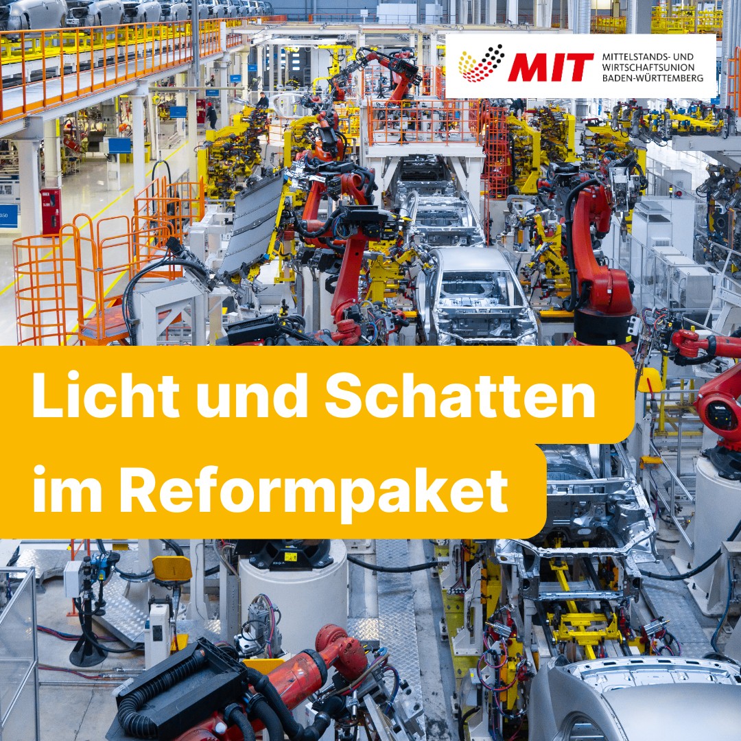 Licht und Schatten im Reformpaket der Bundesregierung.

Ja, es gibt richtige Ansätze: Weniger Bürokratie, schnellere Genehmigungen und eine Entlastung kleiner und mittlerer Unternehmen bei der EU-Lieferkettenrichtlinie sind Schritte in die richtige Richtung.

Doch was nützen diese Fortschritte, wenn Familienunternehmen und Leistungsträger gleichzeitig durch höhere Steuern und mehr staatliche Eingriffe belastet werden?

Gerade in Baden-Württemberg sind viele Betriebe als Personenunternehmen organisiert. Wer ihnen Liquidität entzieht, nimmt ihnen die Möglichkeit, in Innovationen, Arbeitsplätze und Wachstum zu investieren.

Der Mittelstand braucht keine Politik nach dem Motto „zwei Schritte vor, einen zurück“. Er braucht verlässliche Rahmenbedingungen, weniger Bürokratie, niedrigere Belastungen und mehr Vertrauen in unternehmerische Freiheit.

Unser Fazit: Gute Ansätze dürfen nicht durch falsche steuer- und ordnungspolitische Entscheidungen zunichtegemacht werden.

👉 Die vollständige Pressemitteilung finden Sie auf unserer Website mit-bw.de

#MITBW #Mittelstand #Wirtschaft #Familienunternehmen #Bürokratieabbau #Steuern #BadenWürttemberg