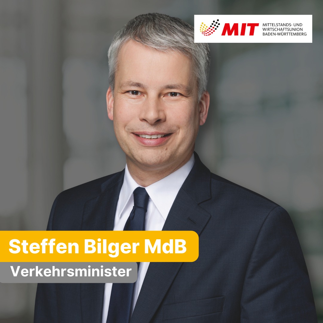 Wir gratulieren unserem MIT-Mitglied Steffen Bilger herzlich zu seinem künftigen Amt als Verkehrsminister! 

Für diese verantwortungsvolle Aufgabe wünschen wir ihm viel Erfolg, eine glückliche Hand und die nötige Durchsetzungskraft. Wir freuen uns auf eine starke Stimme aus Baden-Württemberg für eine moderne und leistungsfähige Verkehrspolitik.