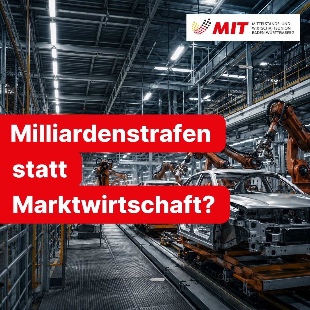 🚗 EU-Strafzahlungen für CO₂-Verfehlungen sind Planwirtschaft

Wenn Unternehmen Milliardenstrafen drohen, weil Verbraucher nicht die politisch gewünschte Zahl an Elektroautos kaufen, läuft etwas grundsätzlich falsch.

Unternehmen können Fahrzeuge entwickeln, produzieren und anbieten – welches Auto gekauft wird, entscheiden die Menschen. Nachfrage lässt sich nicht per Verordnung erzeugen.

Für uns ist klar:
👉 Technologieoffenheit statt politischer Vorgaben
👉 Wettbewerb statt Planwirtschaft
👉 Entlastung statt neuer Milliardenrisiken
👉 eine Industriepolitik, die Wertschöpfung und Arbeitsplätze in Europa stärkt

Gerade Baden-Württemberg ist auf eine starke und wettbewerbsfähige Automobilindustrie angewiesen.

Der Markt regelt es. Der Staat sollte den Wettbewerb ermöglichen – nicht das Marktergebnis vorgeben.