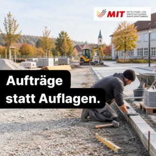 🏗️ Öffentliche Aufträge müssen auch für kleinere Unternehmen erreichbar sein.

Handwerksbetriebe und mittelständische Unternehmen sollen sich an öffentlichen Ausschreibungen beteiligen können, ohne an unnötig komplizierten Verfahren zu scheitern.

Der Landesvorstand der MIT Baden-Württemberg setzt sich deshalb für ein mittelstandsfreundliches Vergaberecht ein: weniger zusätzliche Nachweispflichten, verständlichere Verfahren und faire Wettbewerbsbedingungen.

Dabei geht es nicht um weniger Transparenz oder die Abschaffung grundlegender Schutzstandards, sondern um praktikable Regeln.

Öffentliche Aufträge müssen nach Qualität, Leistungsfähigkeit und Wirtschaftlichkeit vergeben werden – nicht nach der Dicke des Formularordners.