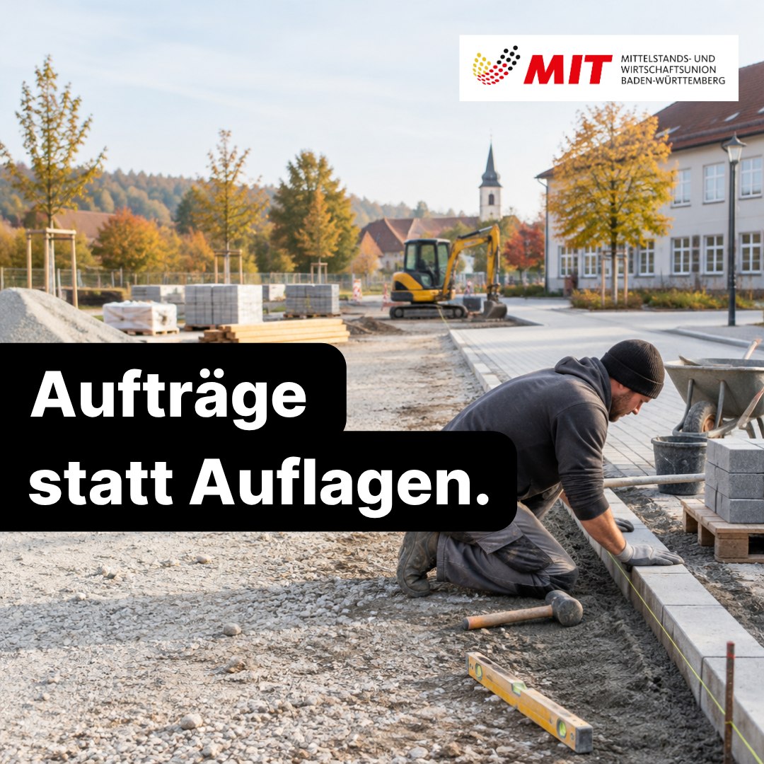 🏗️ Öffentliche Aufträge müssen auch für kleinere Unternehmen erreichbar sein.

Handwerksbetriebe und mittelständische Unternehmen sollen sich an öffentlichen Ausschreibungen beteiligen können, ohne an unnötig komplizierten Verfahren zu scheitern.

Der Landesvorstand der MIT Baden-Württemberg setzt sich deshalb für ein mittelstandsfreundliches Vergaberecht ein: weniger zusätzliche Nachweispflichten, verständlichere Verfahren und faire Wettbewerbsbedingungen.

Dabei geht es nicht um weniger Transparenz oder die Abschaffung grundlegender Schutzstandards, sondern um praktikable Regeln.

Öffentliche Aufträge müssen nach Qualität, Leistungsfähigkeit und Wirtschaftlichkeit vergeben werden – nicht nach der Dicke des Formularordners.